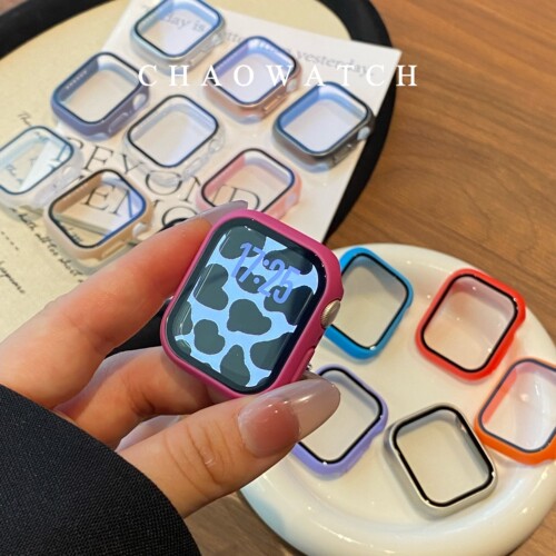 硬壳膜一体pc适用于苹果手表s11保护壳apple女iwatchs10987代防摔