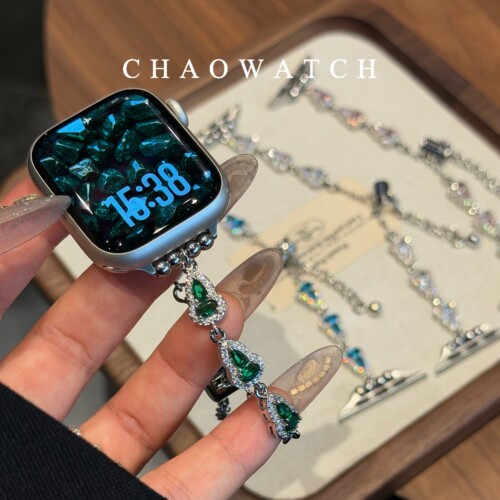 闪钻小葫芦适用于苹果手表表带s11代apple女iwatch109876se链条