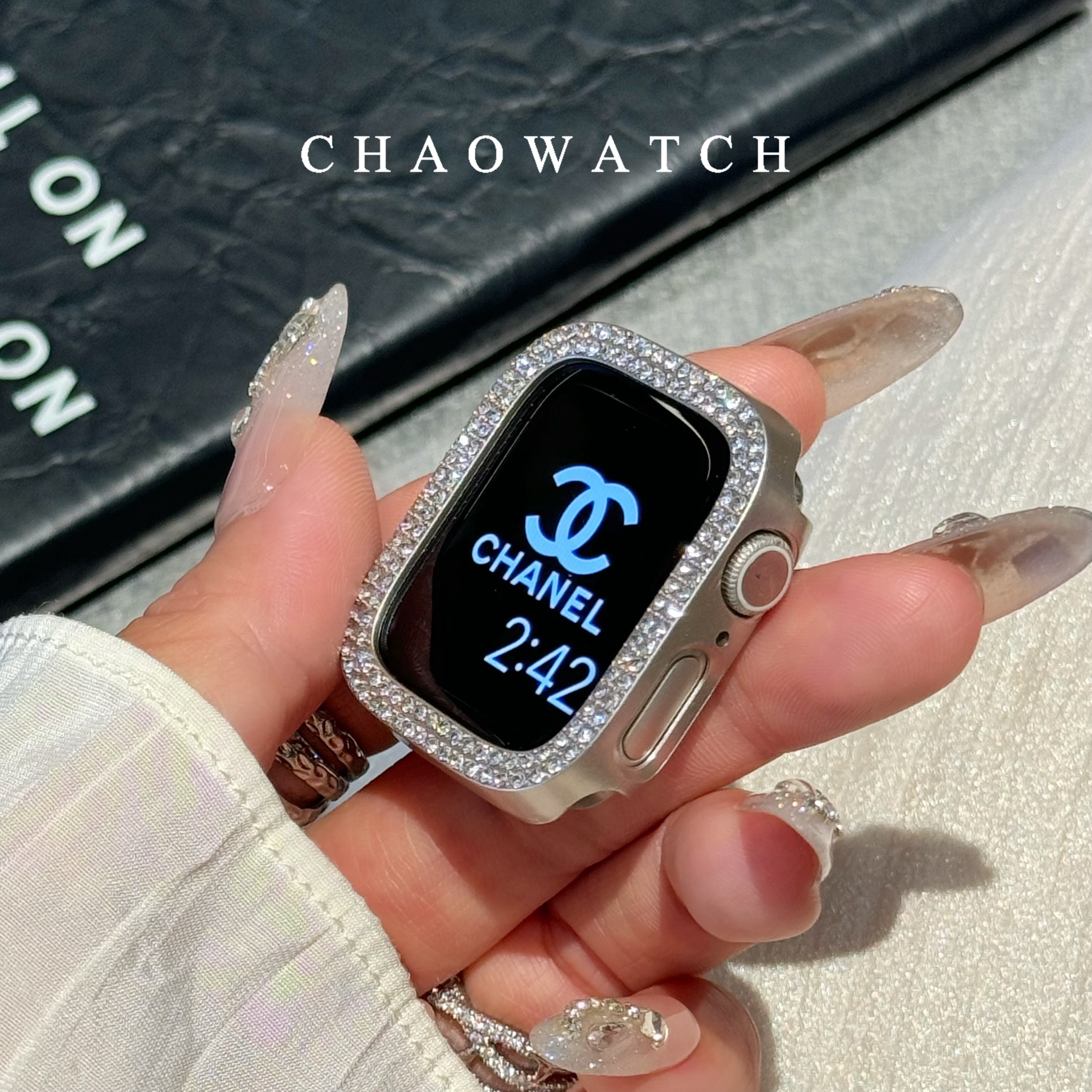 适用于苹果手表保护壳apple电镀双排闪钻iwatchs987s10代se男女款
