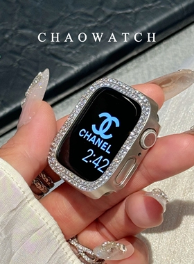 适用于苹果手表s11保护壳apple电镀双排闪钻iwatchs987s10代se女