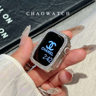 适用于苹果手表s11保护壳apple电镀双排闪钻iwatchs987s10代se女