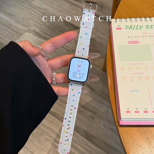 彩色爱心波点适用于苹果手表表带s11代apple女iwatch109876seTPU