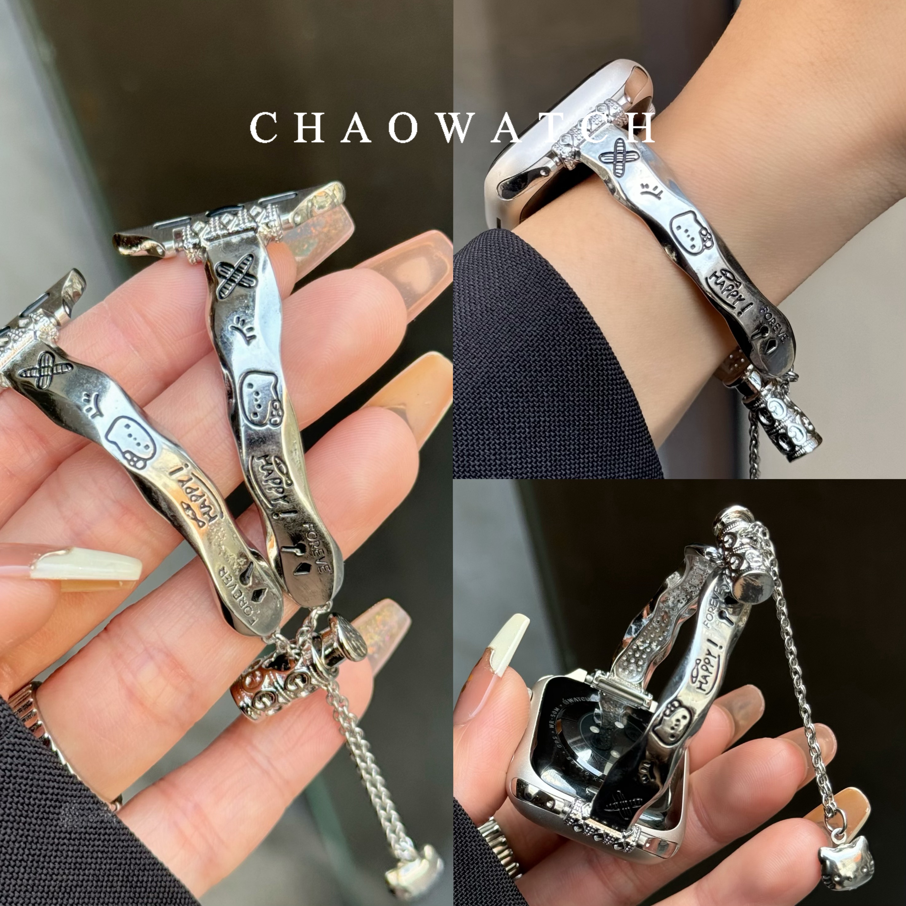 手镯kt猫适用于苹果手表表带s10代apple女iwatch9金属se夏876手链