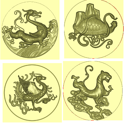 玉雕图电脑雕刻图三维立体3d平面精雕图仿古四大神兽b