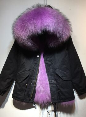 狐狸毛派克服女短款大码冬