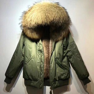 防水棉服男士 女飞行服大毛领加厚夹克军绿短款 INS超火棒球服大码