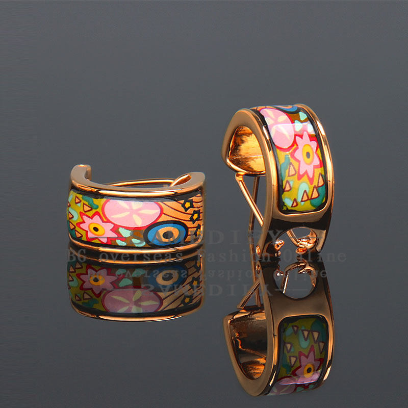 克林姆特KISS吻珐琅彩釉半圆耳饰高级感女欧美饰品个性情人节礼物