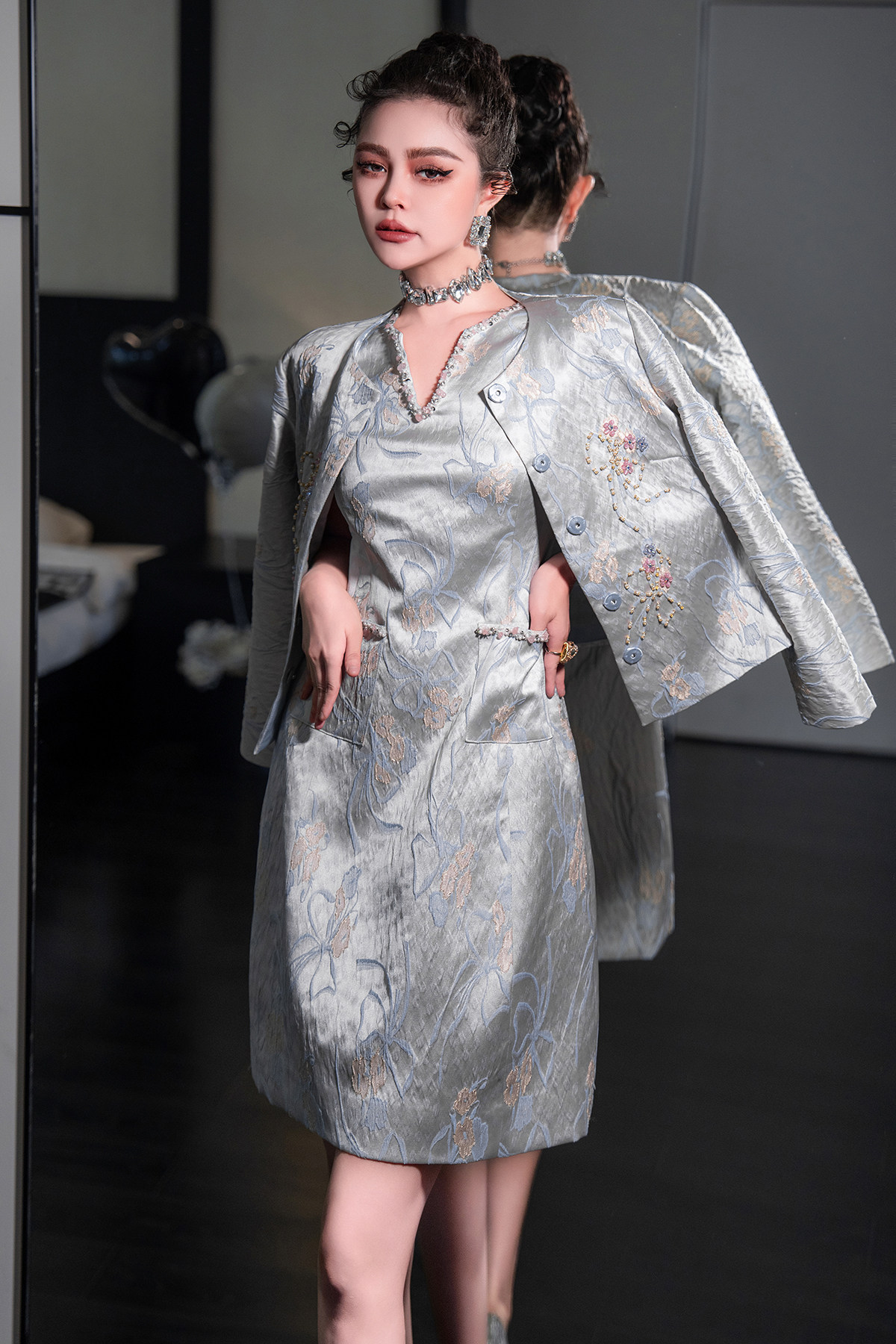 深圳高版~立体花朵小香风棒球服外套女长袖春秋款早秋夹克上衣