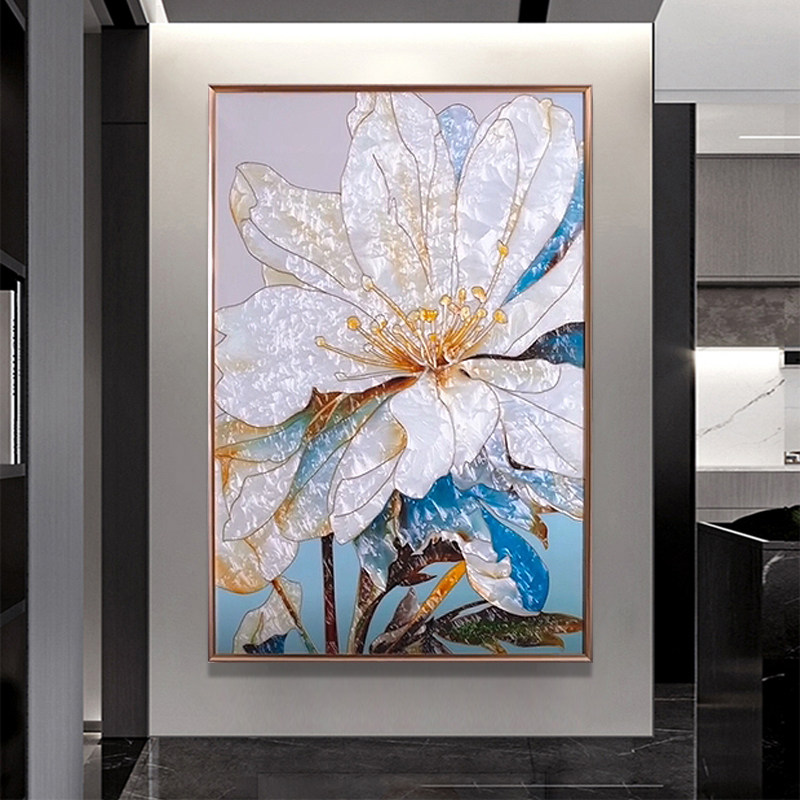 画龙玄关画手绘轻奢珐琅彩装饰画图片