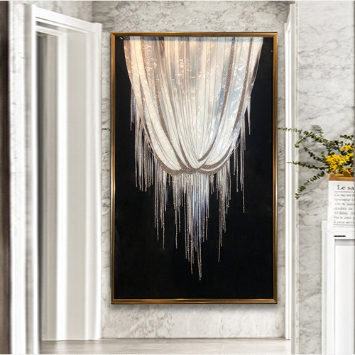 画龙玄关现代轻奢镶钻珐琅彩挂画