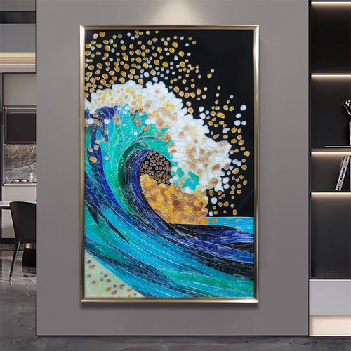 画龙玄关画轻奢手绘珐琅彩装饰画
