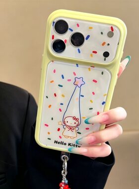 适用iphone17苹果13手机壳16promax带链子15大视窗14可爱猫咪11女