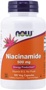 现货美国Now Foods烟酰胺 不产生烟酸潮红维生素B3 500mg 100粒