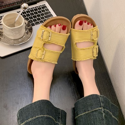 撤柜断码清仓女凉鞋厚底半拖软底超舒服百搭外穿露趾拖鞋52029