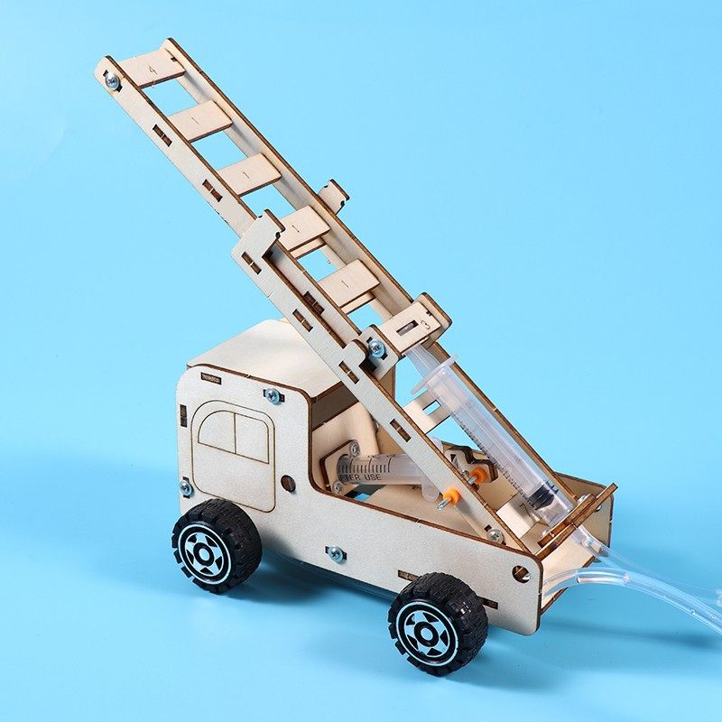 液压消防云梯车diy科技小制作小发明儿童科学实验手工材料包拼装