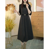 连衣裙女2025秋冬新款 今年流行爆款 长袖 气质配大衣妈妈假两件裙子