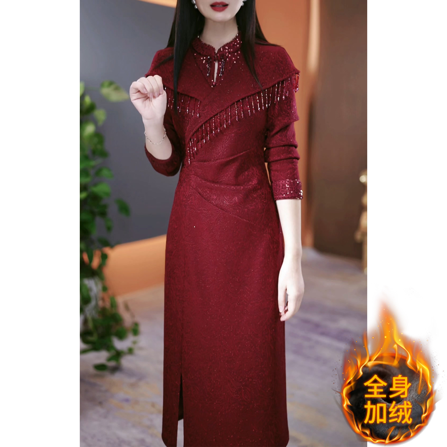 配大衣妈妈婚宴礼服长裙子