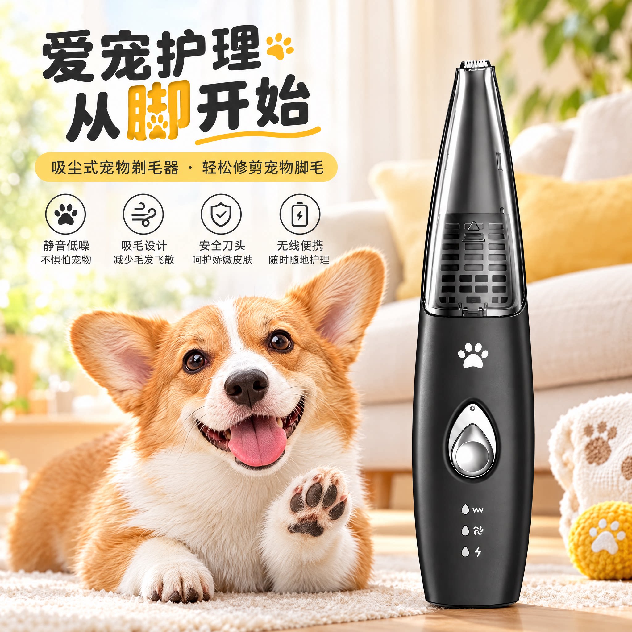 宠物吸毛电推剪狗狗剃毛器猫咪剃脚毛猫脚毛修剪器电动推子静音