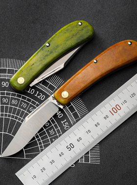 SAO兰尼限量手工和谐口袋刀M390拉丝刀刃鹿角骨贴片手柄