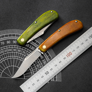 SAO兰尼限量手工和谐口袋刀M390拉丝刀刃鹿角骨贴片手柄