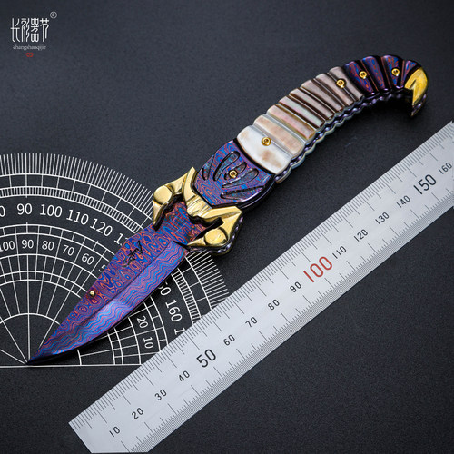 长衫器节金螯蝎折刀户外刀具