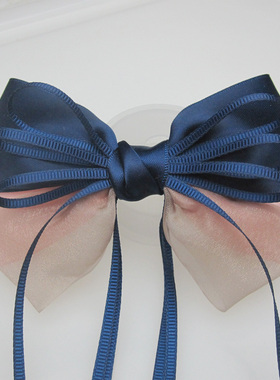 丽龙湾 特！横夹顶夹手工蝴蝶结发饰发夹发卡头饰头花 海军风 435