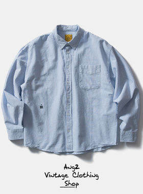 Ang2 Stu 小刺绣点缀 日系简约男式纯棉牛津纺竖条纹百搭休闲衬衫