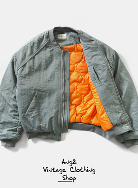 Ang2 Stu 别致皱感面料 双向拉链 冬装复古男棒球领宽松工装棉衣