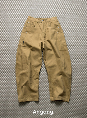 Ang2 Stu 24AW 立体剪裁弯刀裤美式潮流男纯棉宽松阔腿工装休闲裤