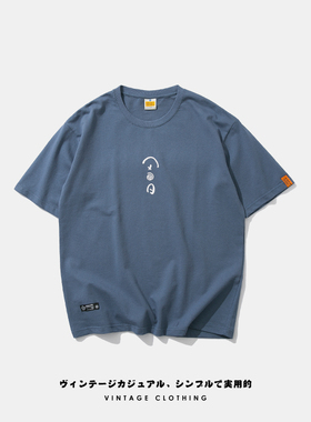 ANG2 BOUTIQUE/日系简约男式文字印花宽松百搭纯棉圆领短袖T恤