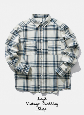 Ang2 Stu 新配色 经典格子款 日系复古男双口袋百搭长袖休闲衬衫