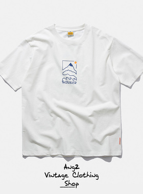 Ang2 Stu 夏装新款日系复古简约印花纯棉圆领短袖T恤宽松百搭短T
