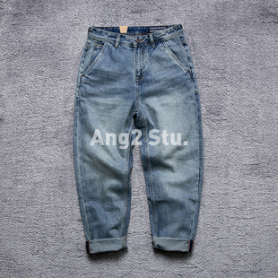 Stu 小直筒牛仔裤 小细节nice 水洗做旧磨白经典 日系复古男式 Ang2