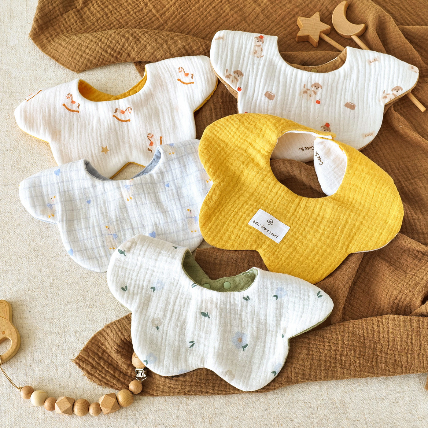 宝宝六层纯棉纱布口水巾A类新生儿花瓣双面防吐奶小围嘴婴儿围兜,婴童用品,小围嘴,淘宝优惠券,粉丝福利购,淘宝优惠卷