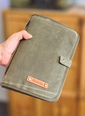 SOLOKING油蜡帆布A5记事本 多功能收纳腕带手包 原创纯手工日记本