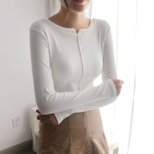 显瘦长袖 T恤女纯棉磨毛加厚百搭打底衫 上衣 ins爆款 2019春夏新修身