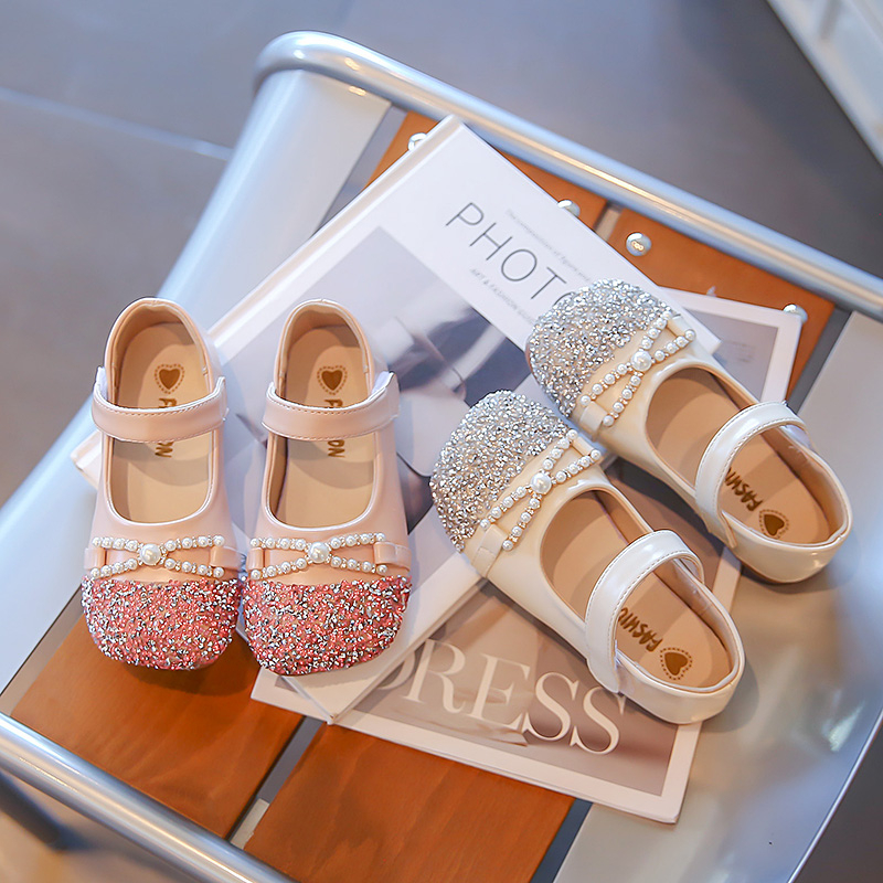 女童艾莎公主鞋儿童水钻皮鞋