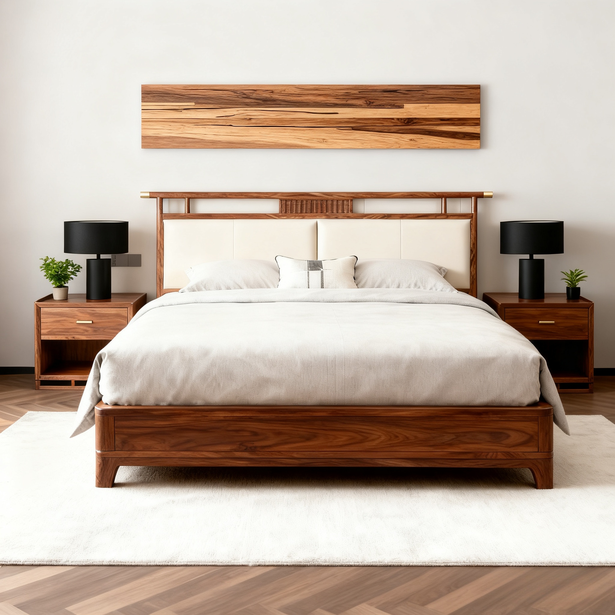 新中式实木床胡桃木床1米8双人床婚床主卧大床2025新款软包床