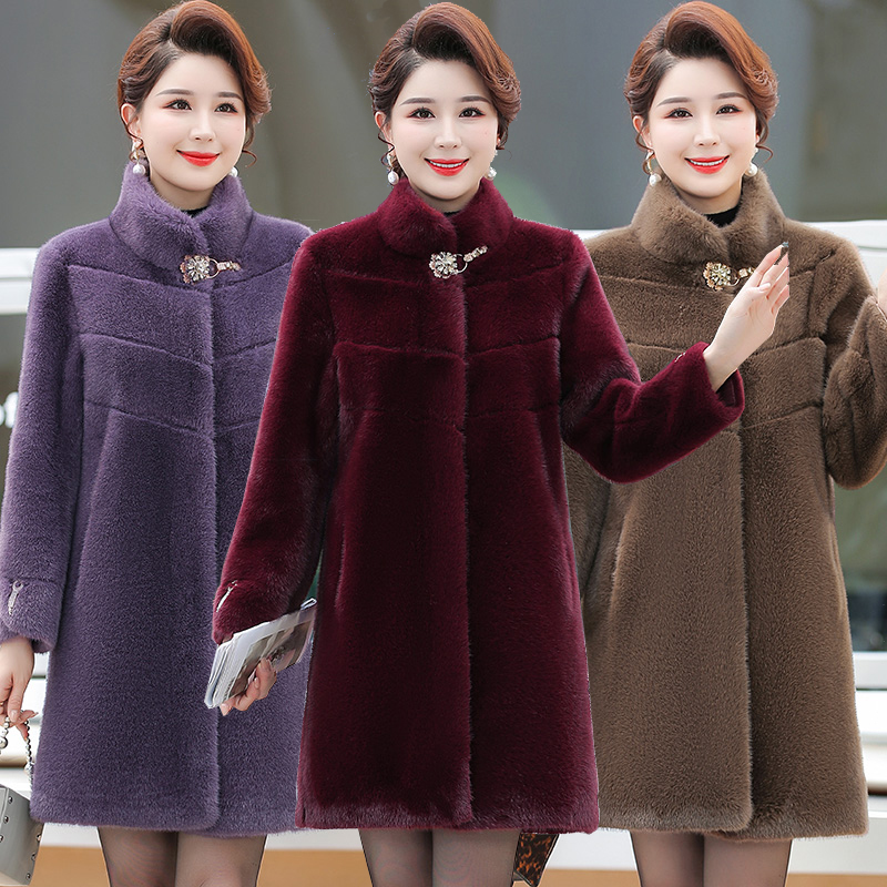 休闲款皮毛一体中长款加厚保暖