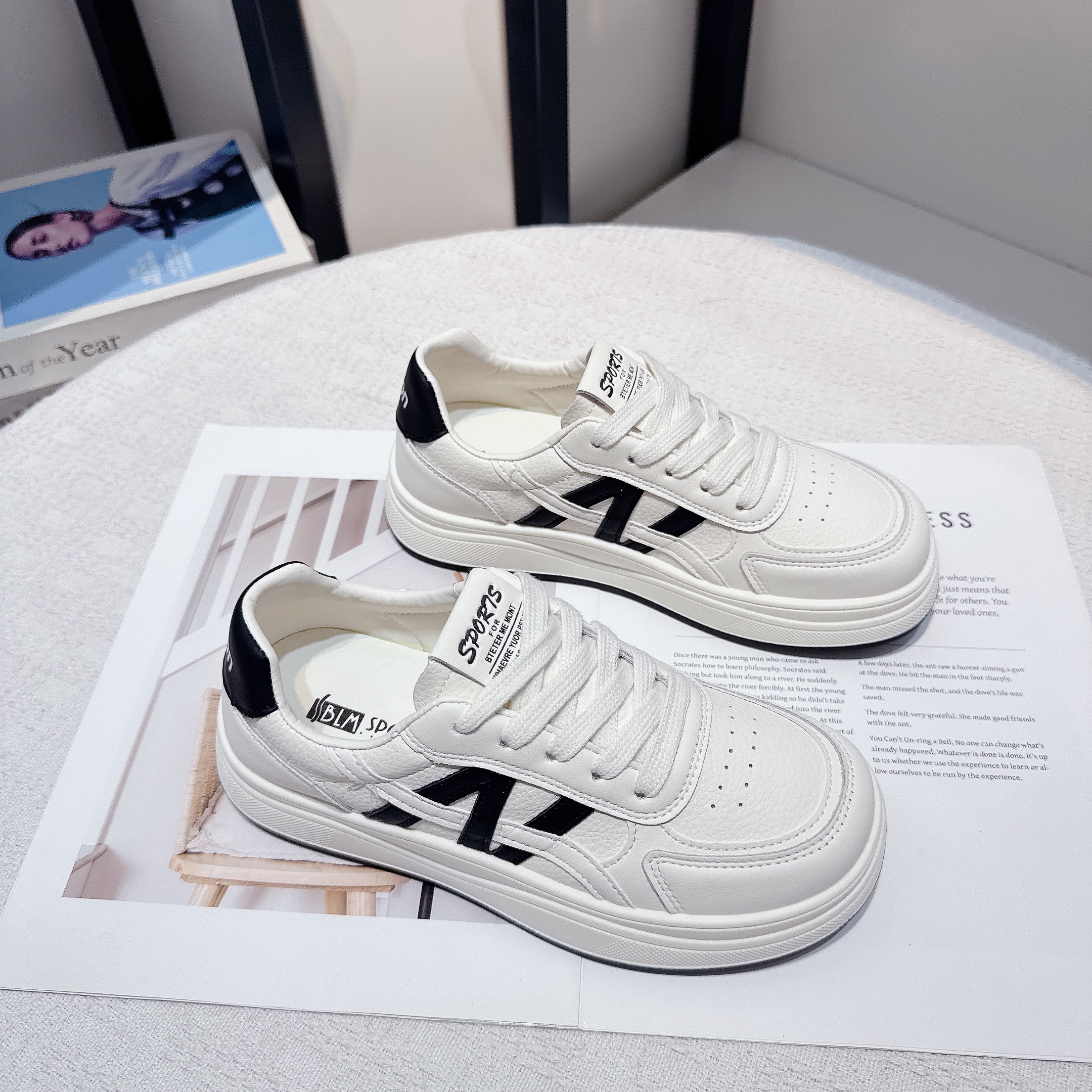 小白鞋女2025年新款百搭厚底