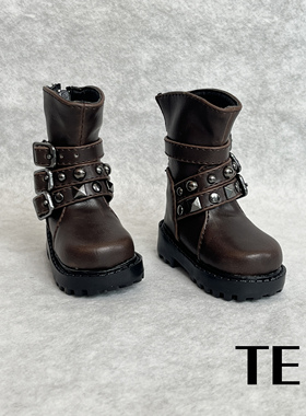 【TE BJD】4分3分大叔朋克短靴马丁靴男柳钉娃鞋三扣BJD娃娃鞋子