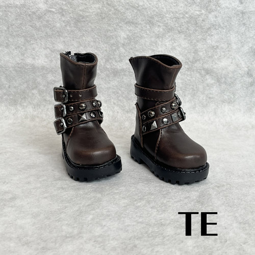 【TE BJD】4分3分大叔朋克短靴马丁靴男柳钉娃鞋三扣BJD娃娃鞋子