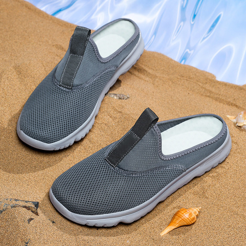 透气网面男鞋半托夏季外穿厚底一脚蹬休闲运动沙滩鞋情侣大码,流行男鞋,单鞋,淘宝优惠券,粉丝福利购,淘宝优惠卷