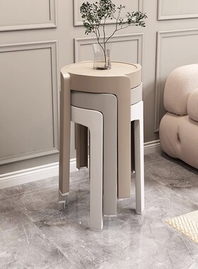 家用凳子加厚塑料可叠放摞叠餐桌板凳风车凳高圆凳胶凳子简约椅子