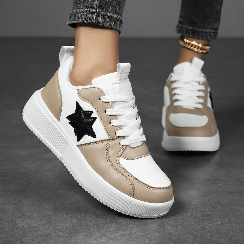 2025春季新款厚底小白鞋女星星板鞋学生潮百搭休闲鞋大码女鞋,流行男鞋,单鞋,淘宝优惠券,粉丝福利购,淘宝优惠卷