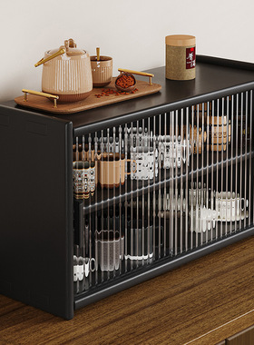 实木餐桌置物架吧台桌面水杯茶杯防尘放置柜茶具杯子收纳置物架