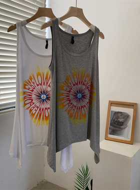 纯欲风性感中长款背心女宽松韩版无袖可外穿舞蹈瑜伽居家背心显瘦