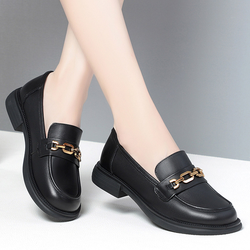 真皮乐福鞋 大码单鞋41 42平底女鞋软皮小皮鞋中年妈妈休闲鞋舒服