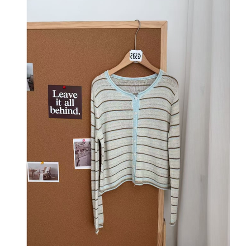 【卷卷家】FC019蓝白条纹针织开衫