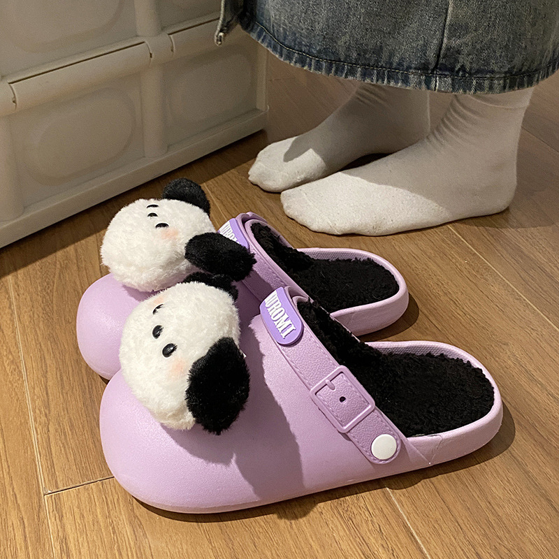 卡通毛绒棉拖鞋女可拆洗寝室居家